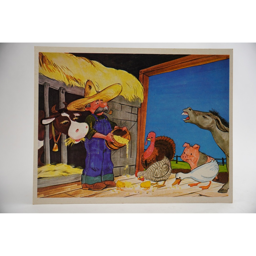 Scott Education Old MacDonald Had a Farm 1971 Vintage Story Illustration Print